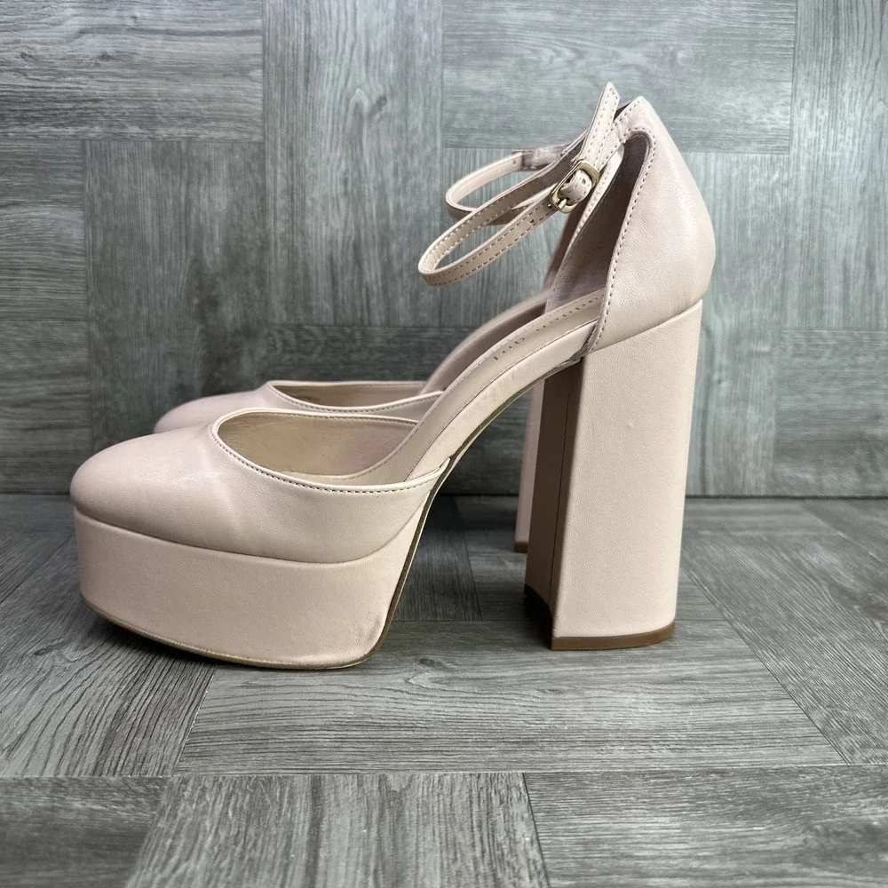 Madden Girl Platform Pumps Womens‎ 9 Blush Pink Block Heel Ankle Strap NEW